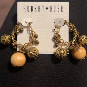 Vintage ROBERT ROSE Design Hoop Earrings with dangling accents Fashion Jewelry